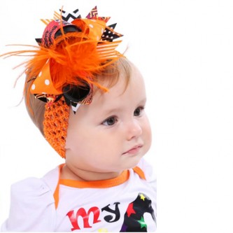 9002_orange big bow clip
